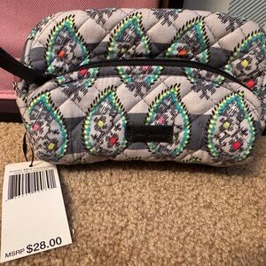 Vera Bradley Quilted Cosmetic Bag in Gray with Colorful Patterns